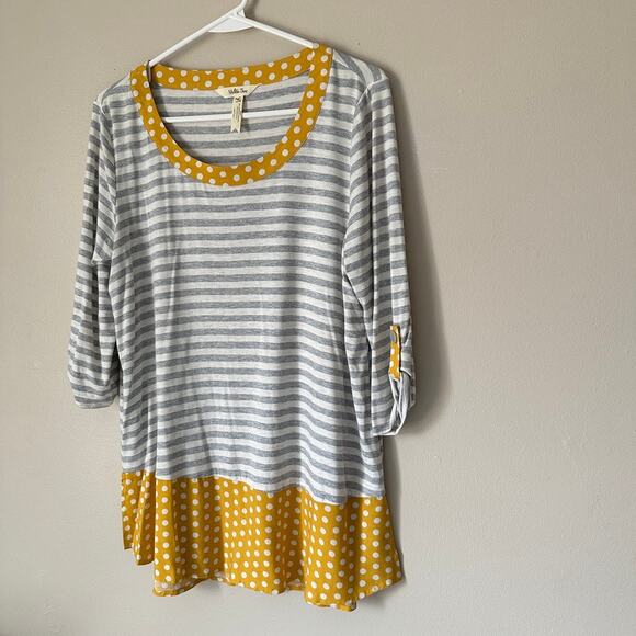 Matilda Jane Tunic Top Womens MEDIUM Mixed Print Lightweight Polka Dot Stripe - Picture 6 of 11